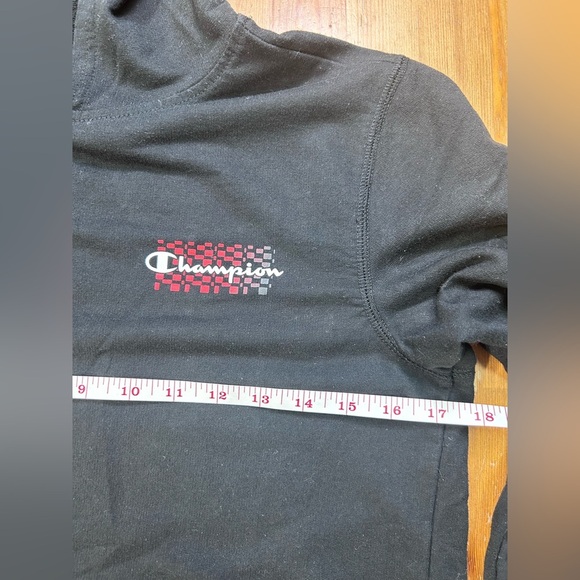 Champion- Black Hoodie with Red Square Design - Picture 3 of 5